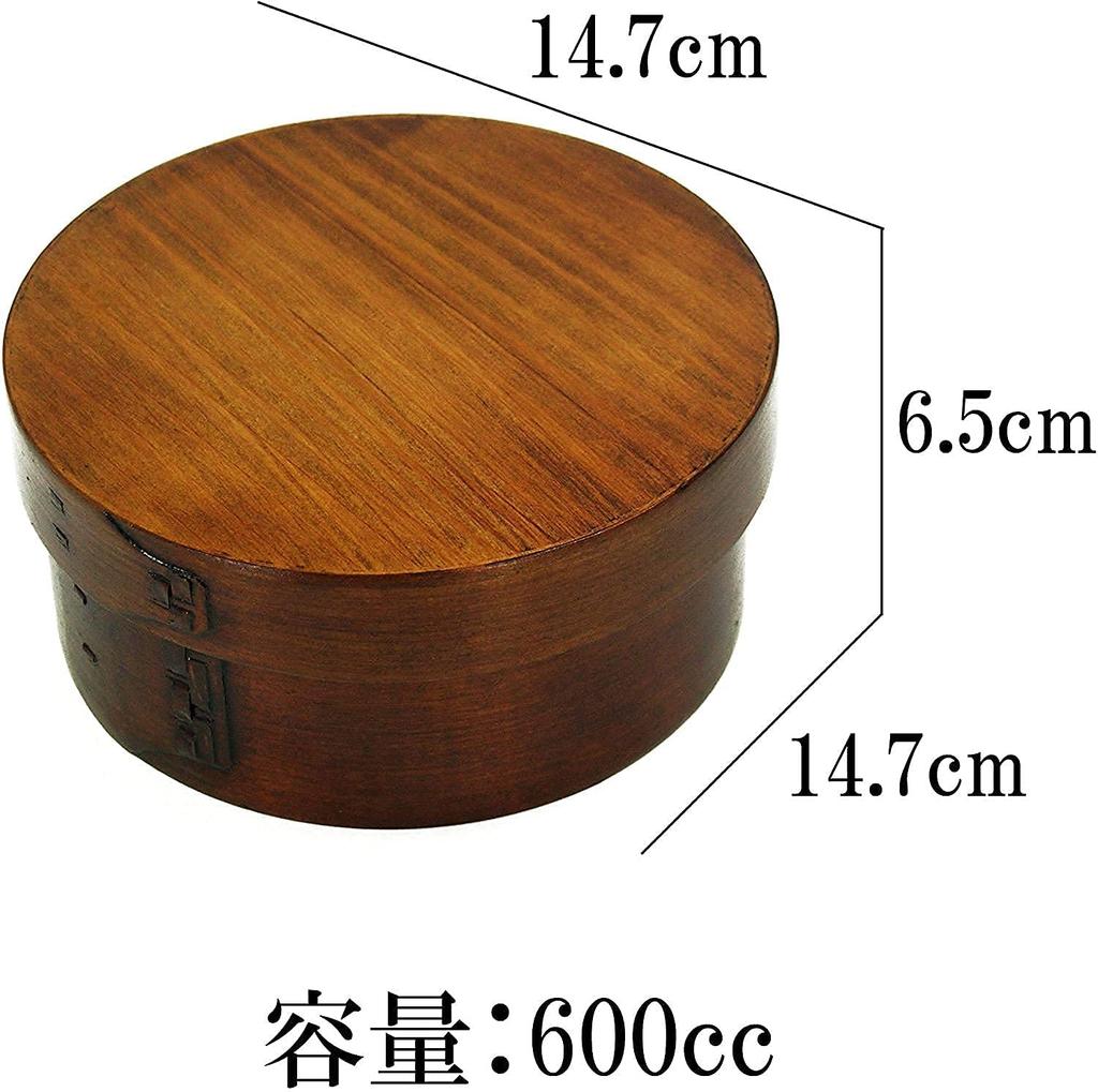 Osaka Choseido Magewappa Bento Single Lunch Bonus Brown Band Included Box, Round, Tier, Band, Included, Medium, 600cc,