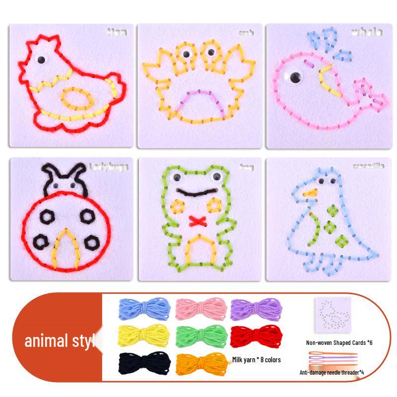 Montessori DIY Threading Toy Kit: Kindergarten Non-Woven Fabric Sewing Set