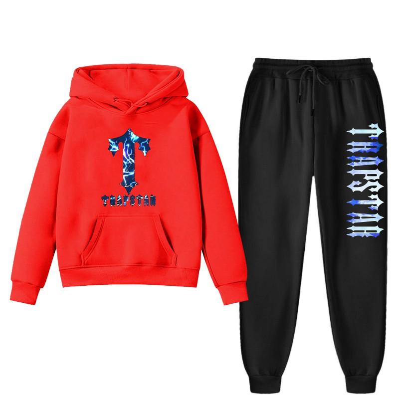 Womens Winter Casual Hooded Sweatshirt Pants Set With Print Loose Fit Streetwear