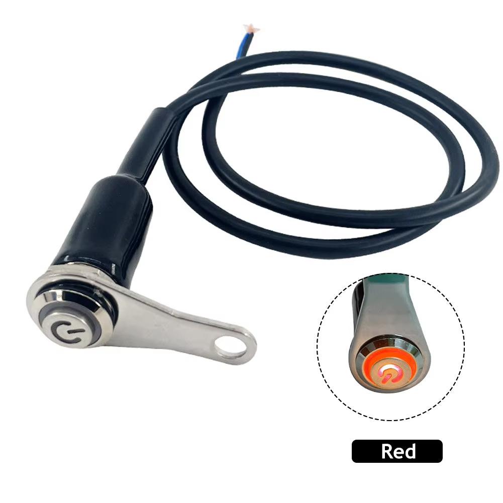 Motorcycle Latching Push Button Switch Motorcycle Handlebar Mount ON OFF Button with LED Light Electric Bike Spot Light Switch