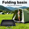 770g Lightweight Foldable Shower Tray with 80cm Drain Pipe Camping Tray Camping Shower Tent Floor Base for RV Outdoor Camping