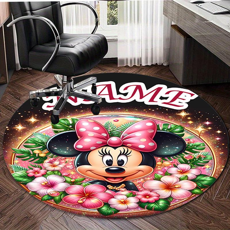 Personalized M-Minnie Round Chair Office Rug - Perfect for Mat, Office Chair & More - Ideal Gift for Birthdays and Holidays