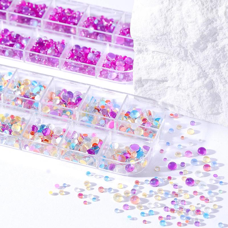 12-Grid Symphony Man Fish Ball Set Flat Bottom Nail Art Diamond Jewelry Mixed Size Nail Art Ornament Mixed