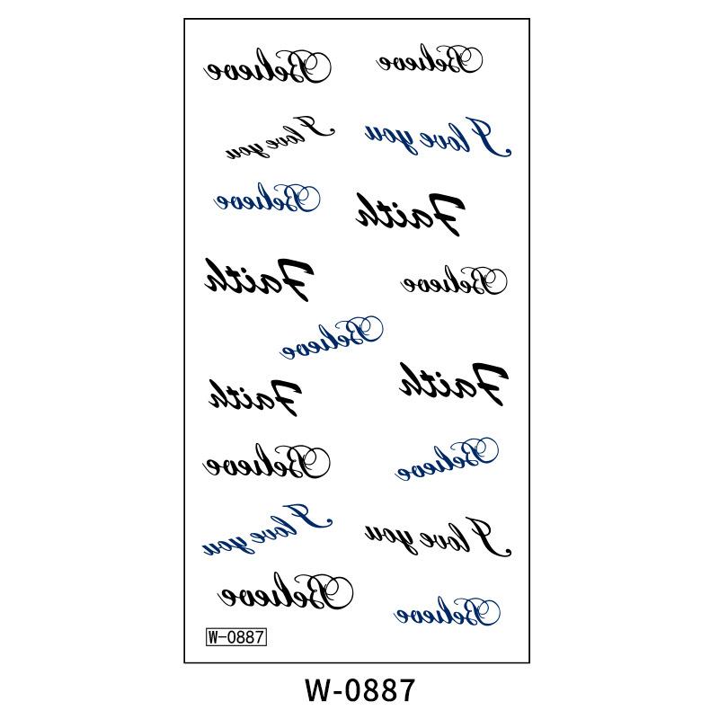 Pegatina de Tatuaje de Dibujos Animados Impermeable Simple Alfanumérica Tatuaje Temporal Desechable