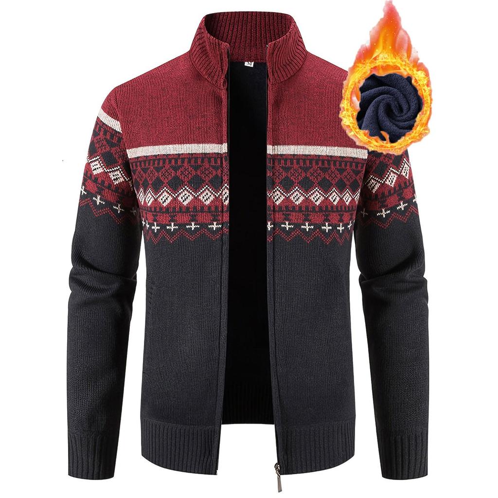 Cozy Up Sweaters for Men,Men's Full Zip Cardigan Sweater Casual Cable Knitted Stand Collar Sweater with Pockets Jackets for Men