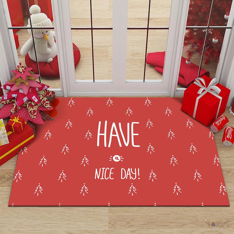 Merry Christmas Entrance Door Mat Christmas Tree Santa Claus Print Carpet Home Decor Living Room Rug Bathroom Non-slip Floor Mat