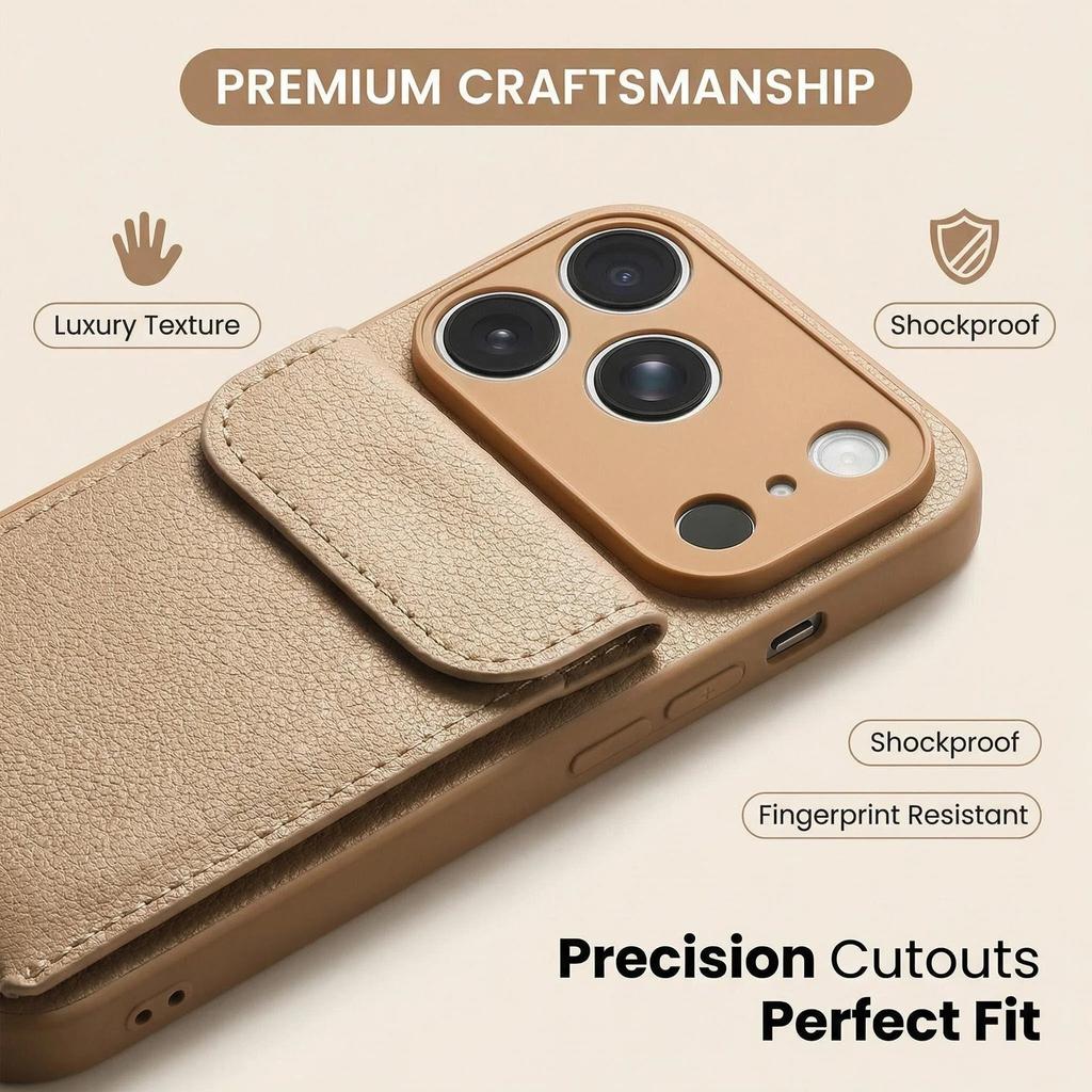 Applicable iPhone17promax leather case, card case, mobile phone case, Apple 16 plain leather matte anti-drop protective case.