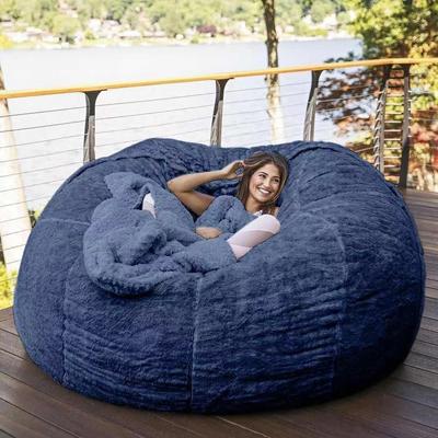 Home Sponge Bed Bean Bag Chair Cover Slipcover Double Bedroom Balcony Large Couch Round Soft Fluffy