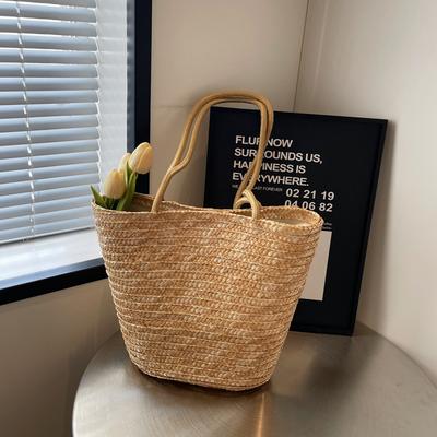 Borsa a mano in paglia senso high-end borsa a spalla di grande capacità 2025 estate nuova borsa a cesto di verdure borsa semplice