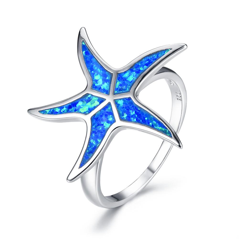 New Personalized Blue Temperament Starfish Ring