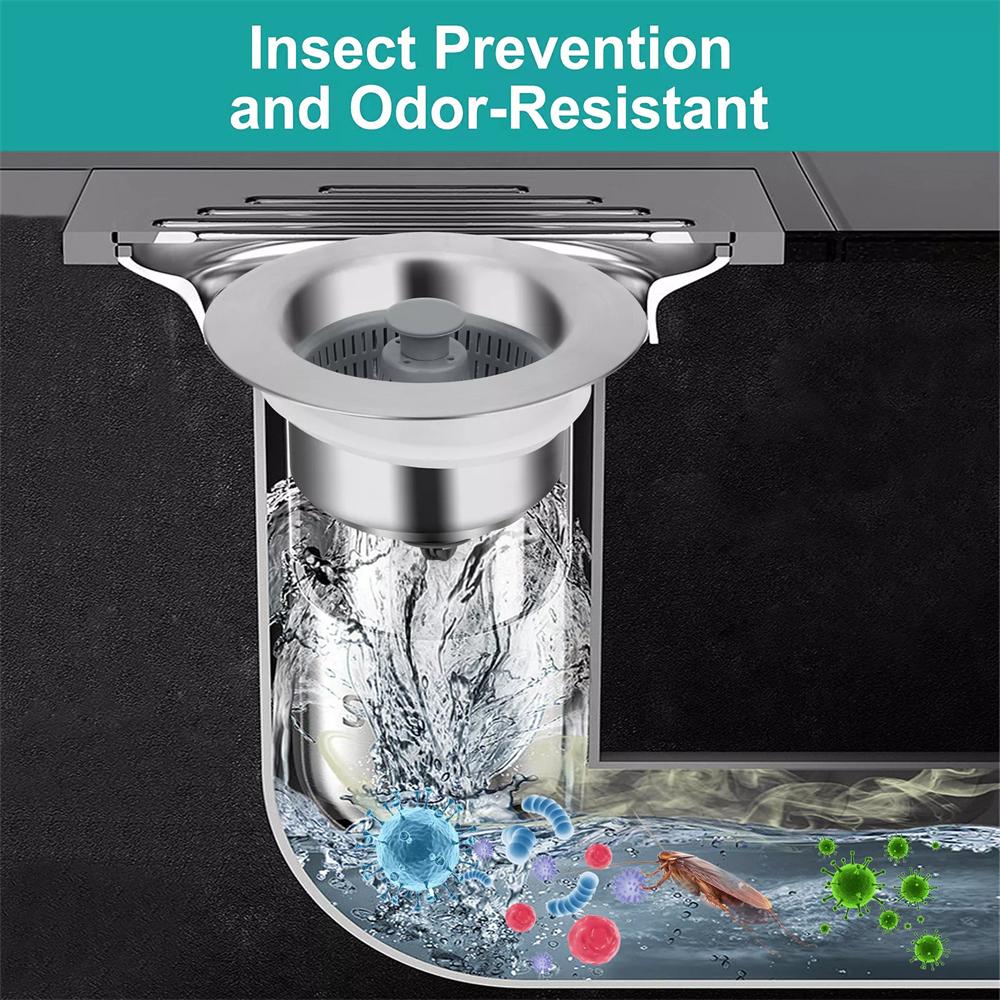 Küchenspülenablaufsieb Edelstahl Spülenstöpsel Verstopfungshemmendes Lebensmittelsieb Insekten- und geruchsresistentes Zubehör