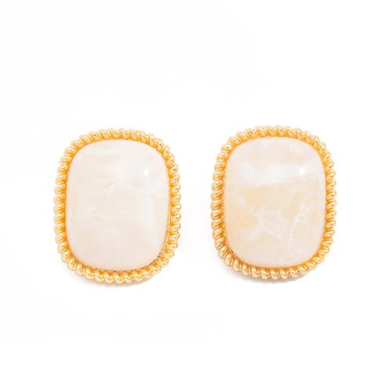 Anello/Orecchini Yousheng da Donna, con Grande Pietra Quadrata Design Retrò, Lega Resina Multipli Colori Stile Vintage Moda