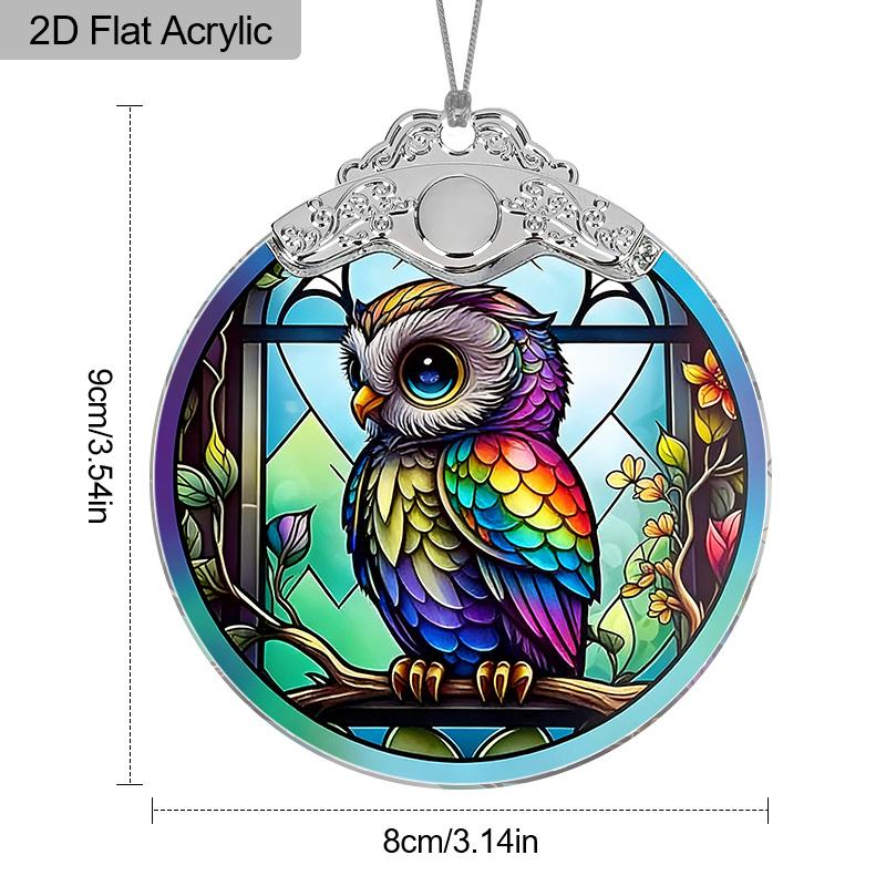 Colorful Owl Acrylic Decorations Animal Acrylic Pendant Snap-On Round Acrylic Hanging Ornaments Perfect for Home Balcony and Holiday Gift