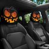 Cartoon Eye Car Seat Headrest Protectors Funny Evil Pumpkins Design Breathable Polyester Fabric Universal Size for Auto