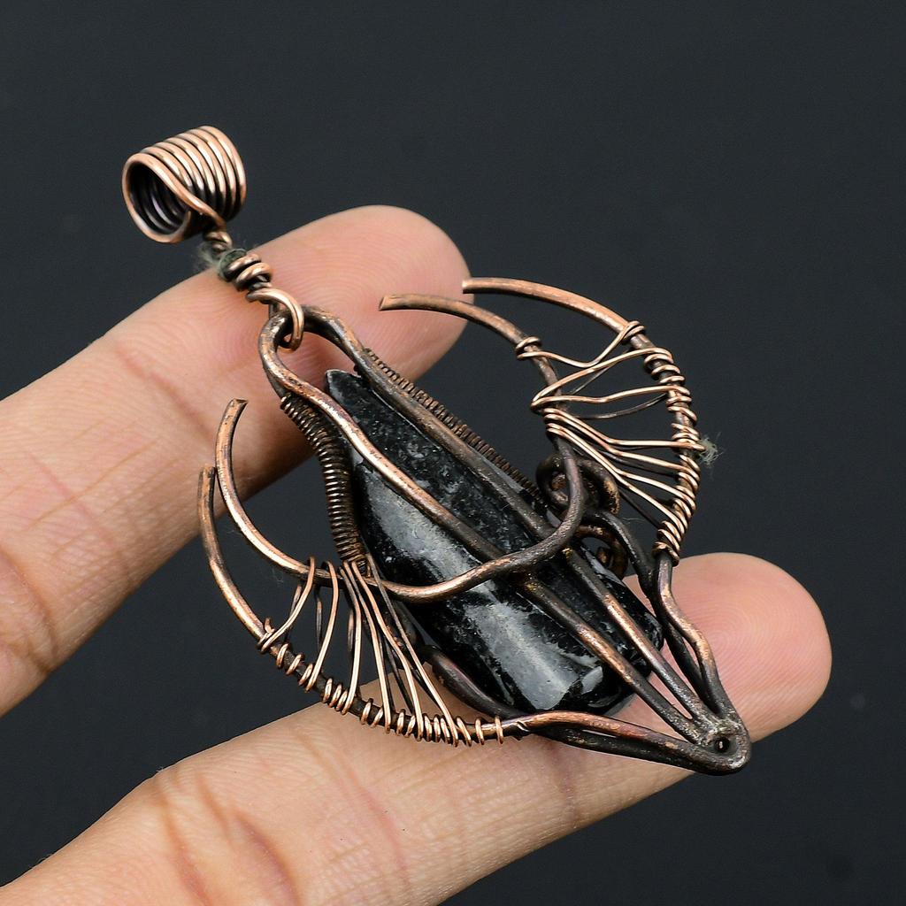 Orthoceras Fossil Jewelry, 999 Copper Wire Wrapped Pendant Handmade Gemstone Jewelry, Gifts For Wedding Pendant