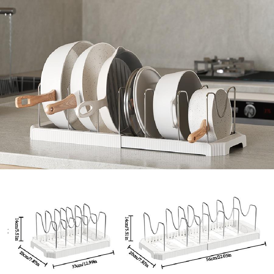 Adjustable Kitchen Sink Organizer - Expandable Dish Drainer Rack with Lid Holder, Countertop Storage for Dishes, Pans, Utensils