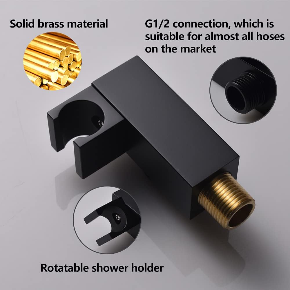 Brass Handheld Shower Head Kit Square Shower Heads with 59'' Stainless Steel Shower Hose And Adjustable Solid Brass Bracket High Pressure Hand Held