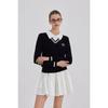 GOXO Black Knit V Neck Color Smile Heart