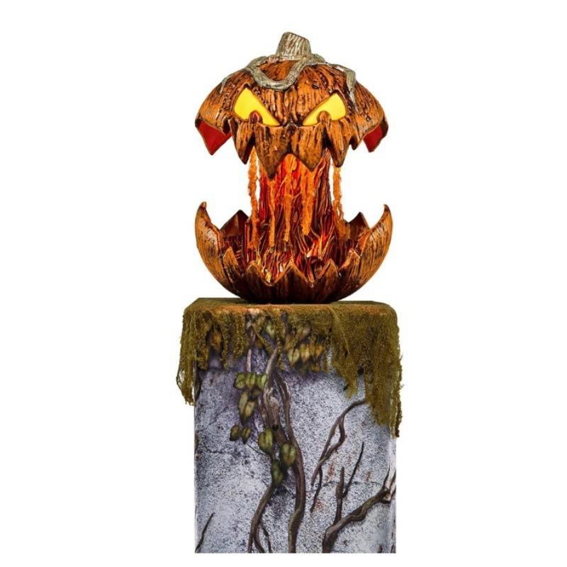 

Liftable Horror Pumpkin Head Ornaments Terrifying Pumpkin Figurines Make Sound and Light Halloween Decorative Prop Home Decor