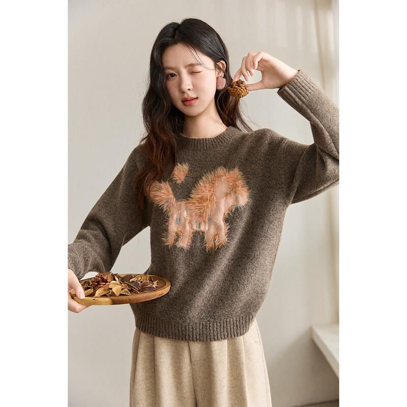 MISHOW Women s Faux Mink Pony Knit Pullover Sweater S