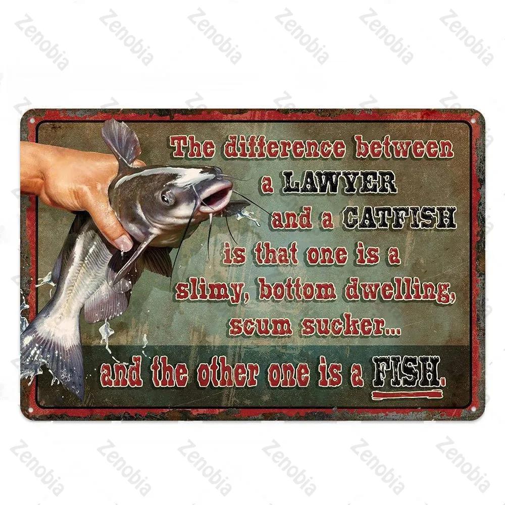 Fishing Decor Vintage Tin Sign Retro Metal Sign Wall Decor for Lake House Cabin Fishing Gift Metal Plate