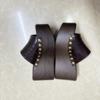 Fashion 2025 New Rivet Animal Pattern Outer Wear Beach Wood Grain Thick Bottom Wedge Heel One Word Sandals for Women