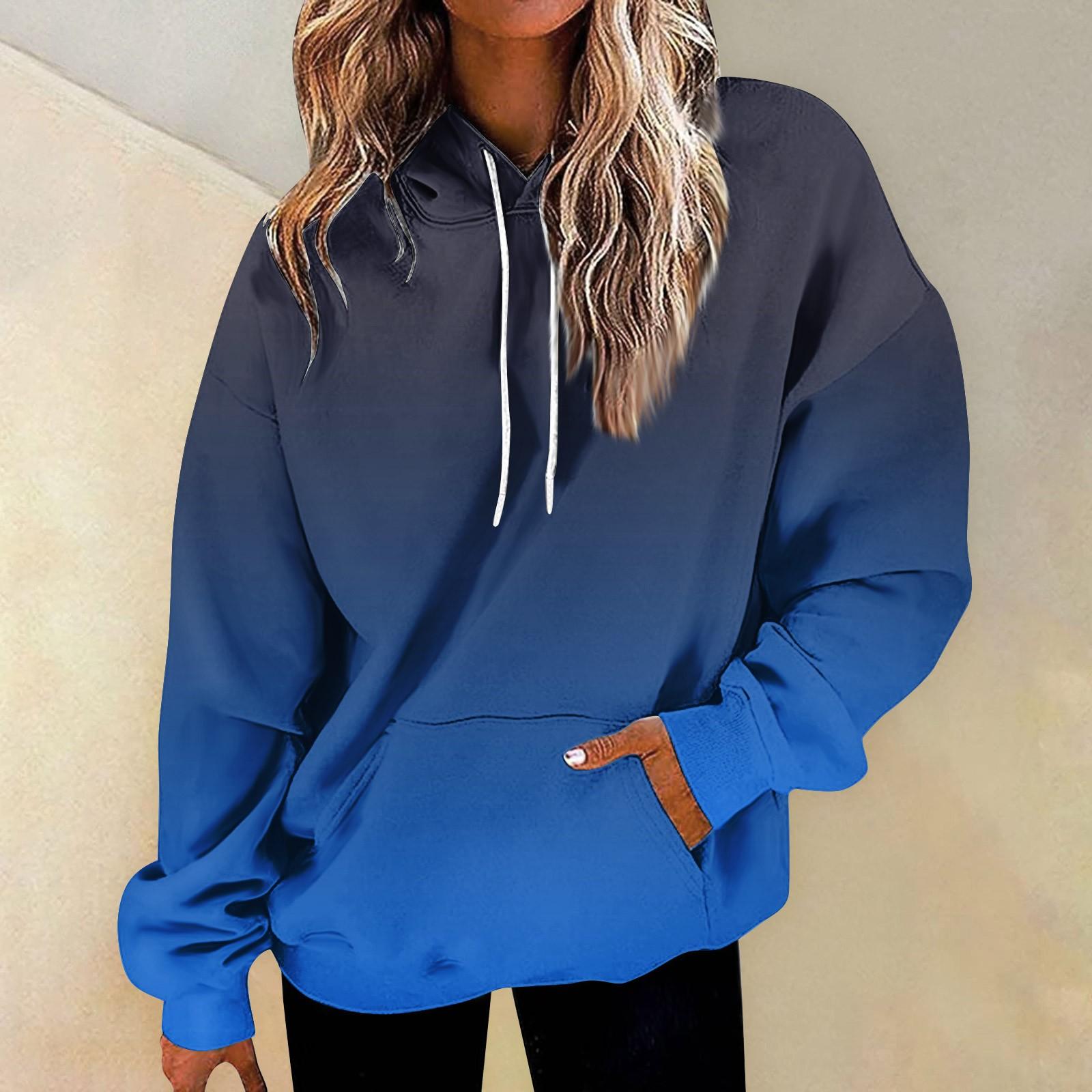 

Женская мода Повседневные Универсальные Повседневные толстовки с круглым вырезом Графика Повседневные с длинным рукавом Градиент Лоскутная верхняя одежда с принтом Толстовки L синий