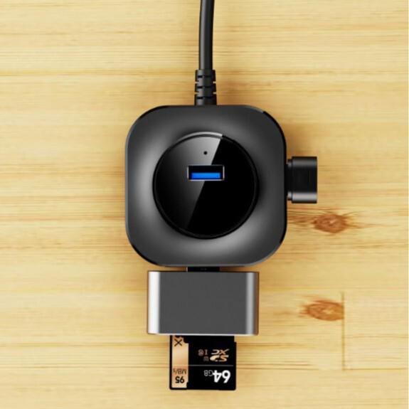 4-in-1 USB 3.0 Hub Splitter: High-Speed Multi-Interface Data Transmission with Instant Read Capability