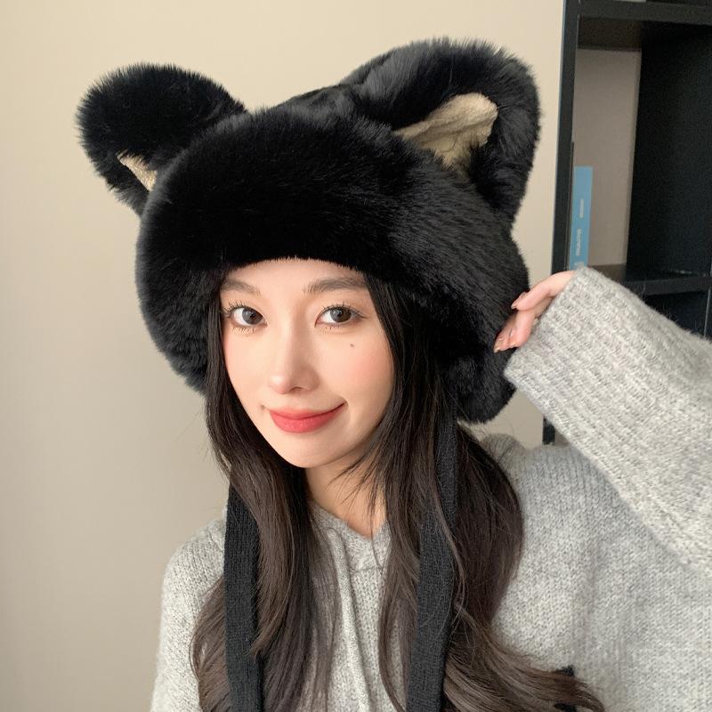 

Милая меховая шапка с медвежьими ушками — зимнее тепло для девочек и женщин — идеально подходит для шопинга и приключений на свежем воздухе one size