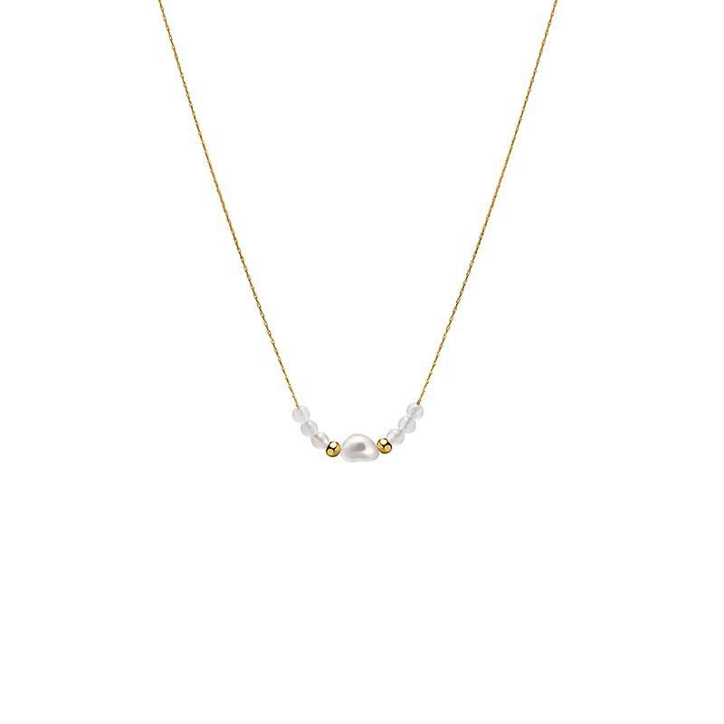 Simple Love Shell Pearl Necklace Does Not Fade Women'S Niche High-End Feeling Plated 18K Gold Collarbone Chain Necklace Jewelry