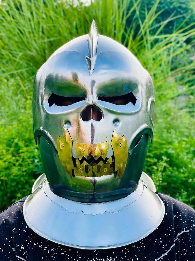 Demonic Skull Face Helmet: 18-Gauge Steel, Cosplay Knight