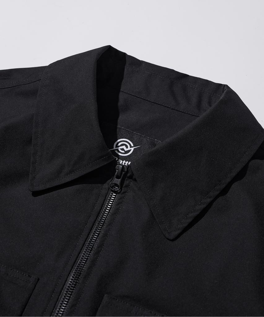 Kalapatthar Poly Cotton Zip Shirts Jacket - Black