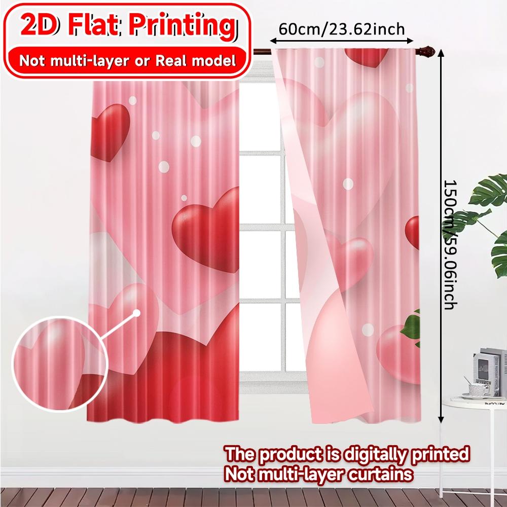 Flat Printing Heart Wonderland Popular Pattern Curtains Versatile Polyester Decorations Outdoor Use Set Of 2 Made