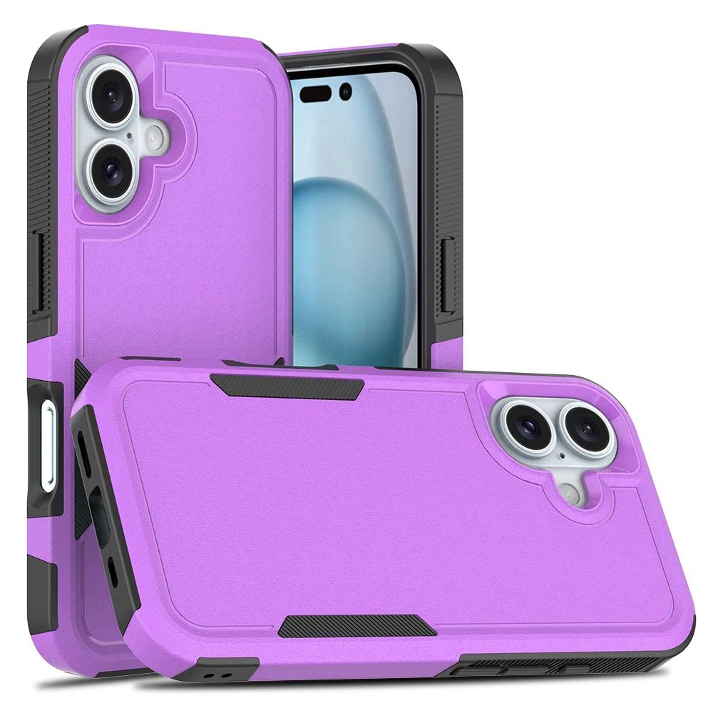 Capa de Celular à Prova de Choque com Proteção de Duas Camadas Para iPhone 16 15 11 12 13 14 Pro Max X S XR Luxuosa Armadura Contrastante Capa Anti-Queda
