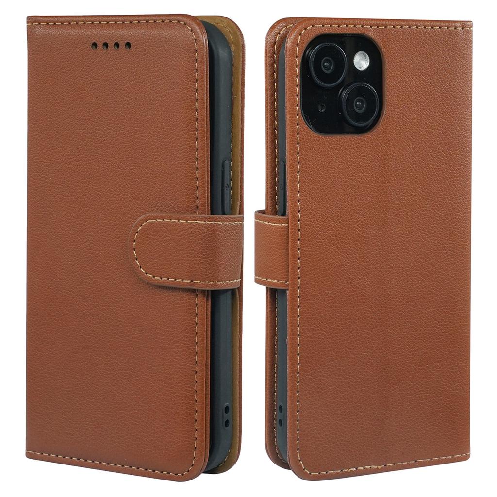 For iPhone 14 Case RFID Blocking Wallet Litchi Texture Leather Phone Cover Magnetic Clasp