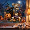 Seasonal Holiday Atmosphere Decor Halloween Witch/Black Cat Glass Stickers, Double-sided PVC Waterproof Window Clings, Removable Static Double