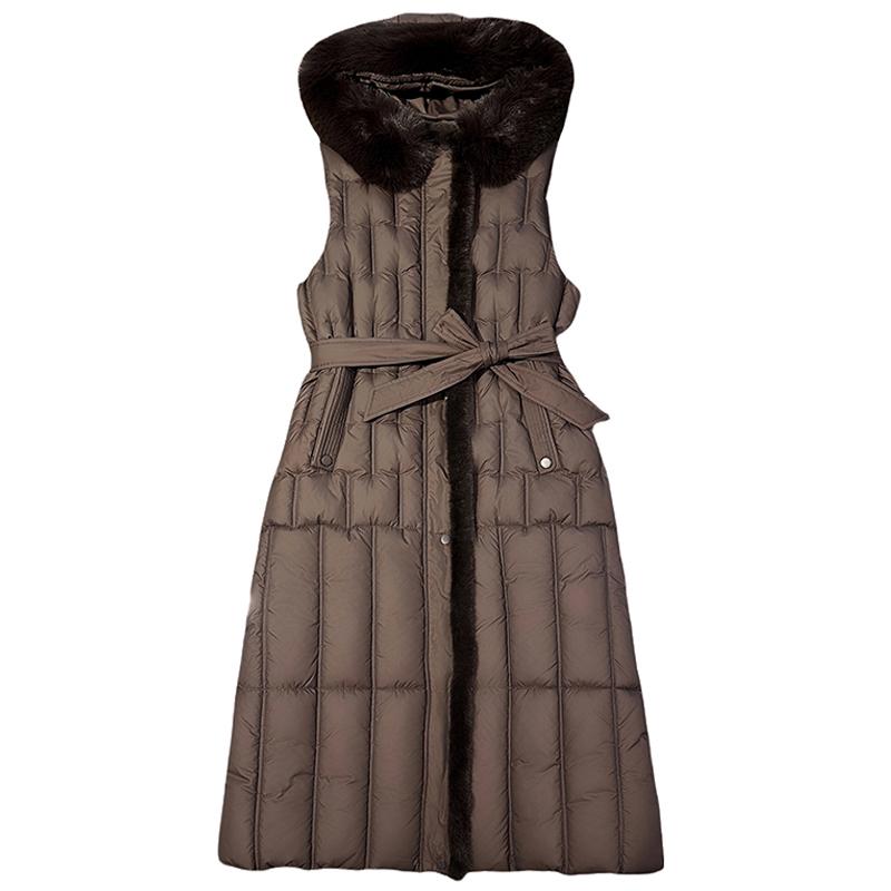 Fashion Winter Long Vest Woman Coats Elegant Thick Warm Sleeveless Parka Women's Jackets