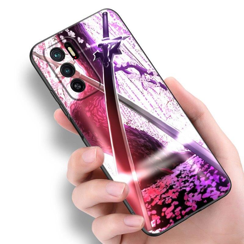 Anime Kirito ve Asuna telefon kılıfı Xiaomi Redmi için not 7 8 8T 9 9S 10 10S 10T 11 11S 4G 11E 11T Pro 5G yumuşak TPU siyah kapak