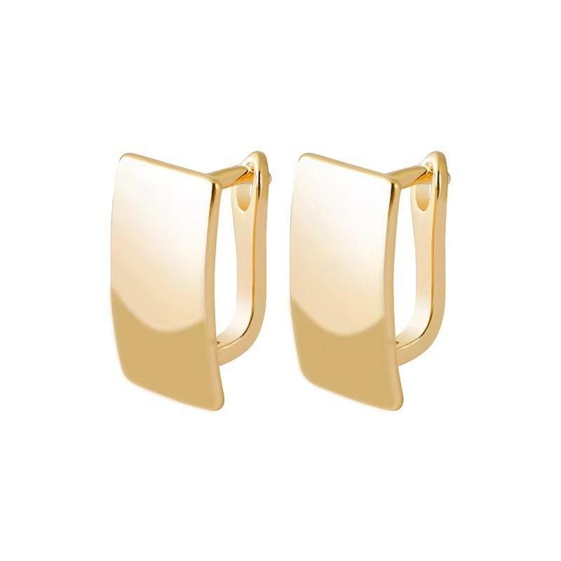 

Stylish and simple 8K gold square smooth ear clips