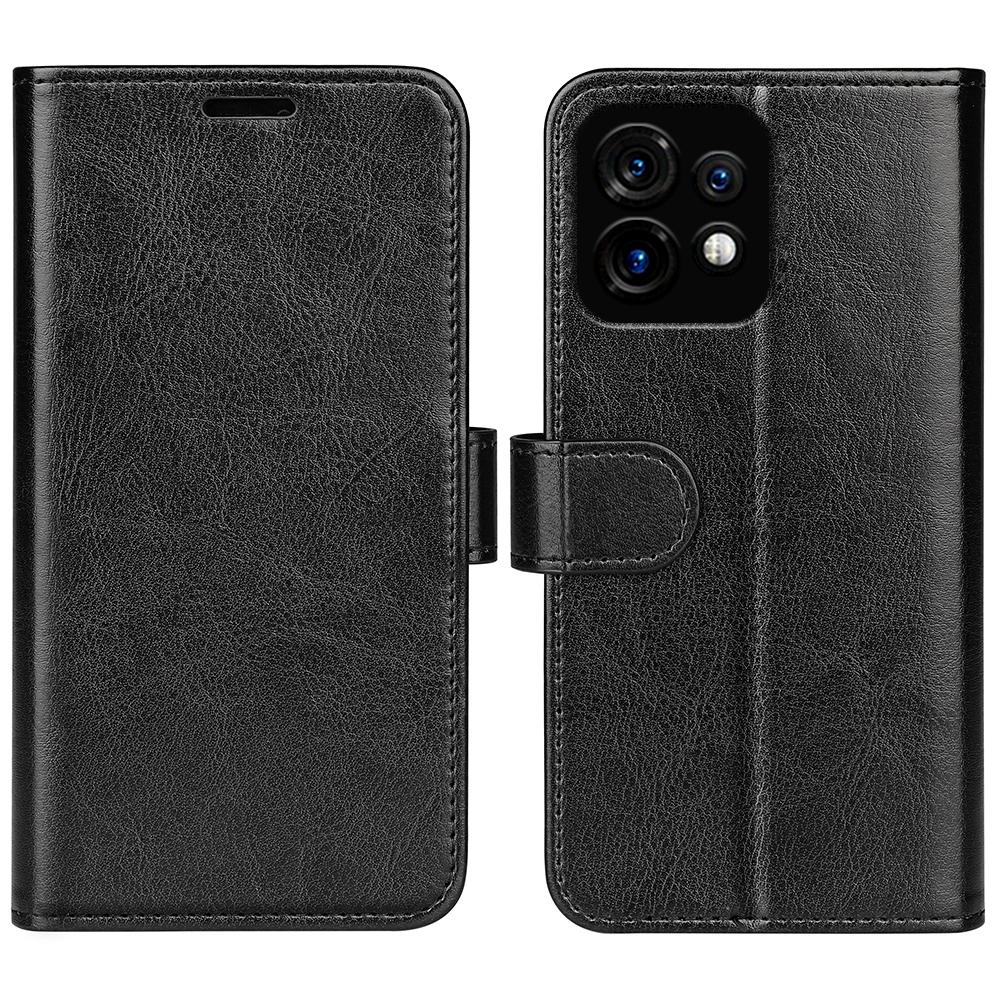 

For Motorola Moto X40 5G/Edge 40 Pro 5G PU Leather Stand Cover Crazy Horse Texture Flip Wallet Phone Case Black