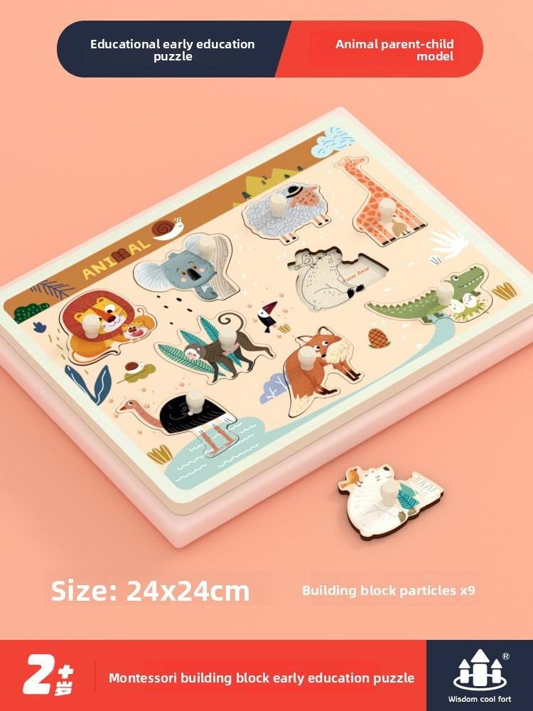 Wooden Vehicle Engineering Puzzle Blocks For Kids Learning Shape Recognition