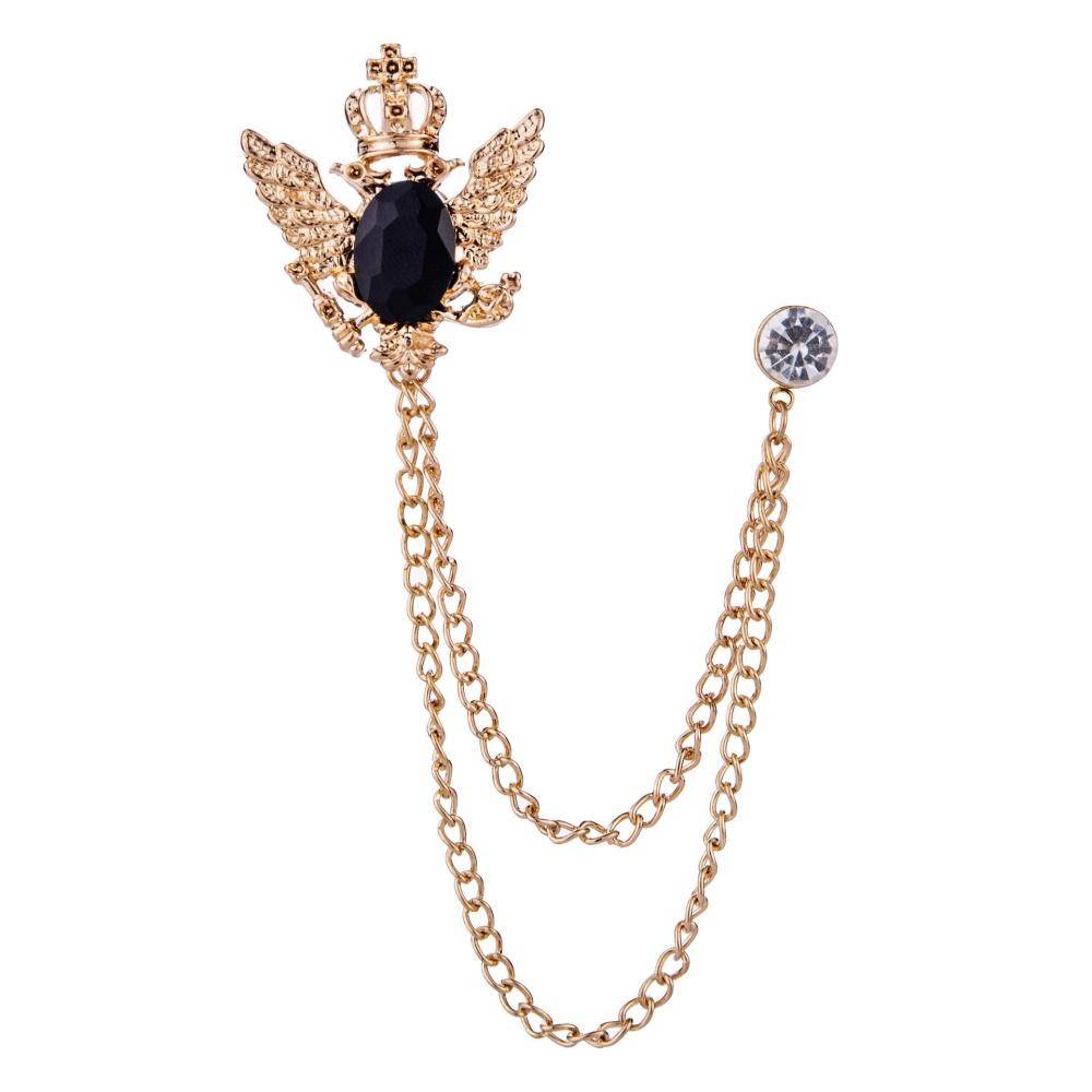 

Fashion Tassel Chain Brooch Anti Discoloration Crystal Brooches Crown Gemstone Brooch Retro Shirt Collar Lapel Pins For Business
