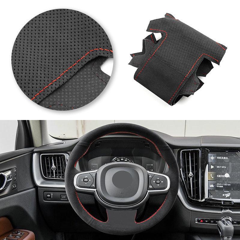 Car Accessories Inner Steering Wheel Suede Leather Cover Trim For Volvo S60 V60 XC60 - XC90 2016- S90 2017- V90