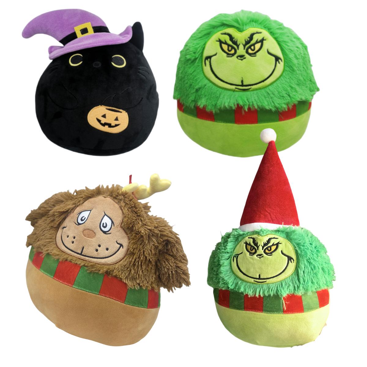 

Black Cat Grinch Christmas Plush Toy - Holiday Gift Stuffed Doll 25cm