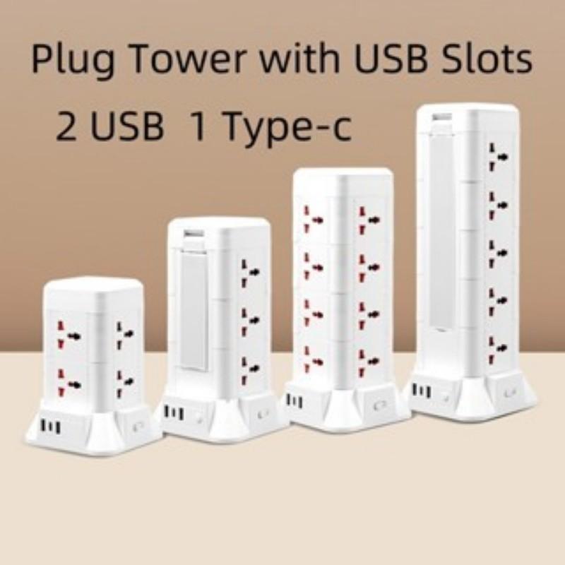 2/3 Layer Surge Protector Tower Power Receptacle Automatic Overloaded Switch Socket Board 2/3/5M Power Cord With Multiple Plugs