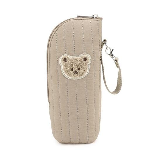 Insulated Baby Bottle Bag Bear Graphic Design Portable Bottle Carrier Breast Milk Storage коричневый