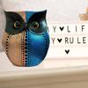 Modern Classy Happy Owl Resin Art Figure Showpiece (Pack of 1, Pink & Blue)