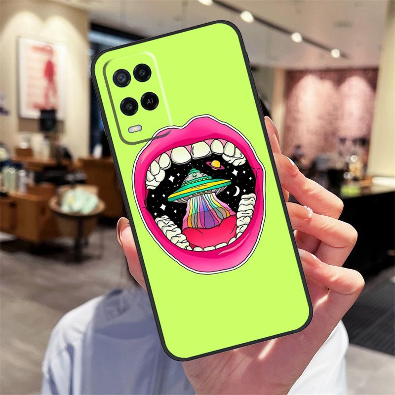 Aesthetic Alien Case For Oppo A94 A54 A40 A60 A80 A98 A78 A18 A38 A58 A16 A76 A96 A17 A77 A74 A57S A15 Cover