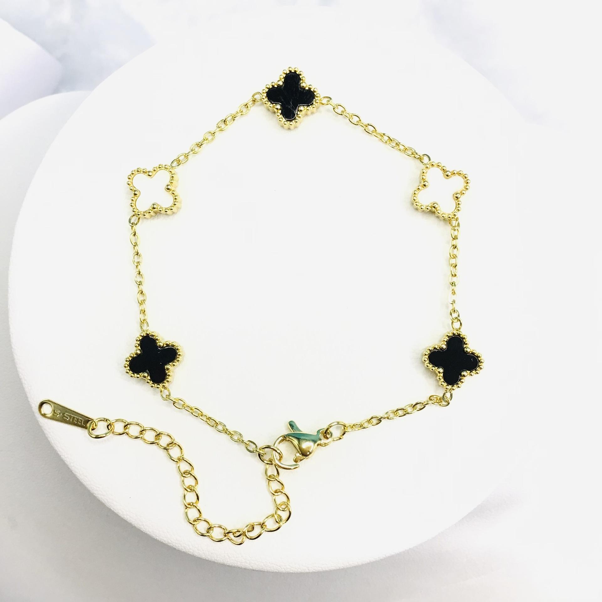 

9 мм Четырехлистный клеверный браслет с пятью цветами Премиум-ощущение легкости роскошные украшения для рук Подарочный набор Must Have 18K