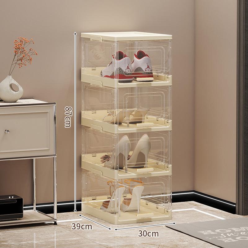 Clear Foldable Luxury Shoe Cabinet with Flip-Top Dustproof Design for Sneaker Storage